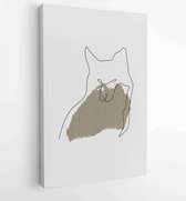 Canvas schilderij - Earth tones animal line arts backgrounds set with fox and wolf. Abstract Arts design for print, cover, wallpaper, Minimal and natural wall art. 2 -    – 1834702