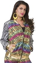 Funny Fashion - Jaren 80 & 90 Kostuum - Foute Luipaardprint Urban Jungle Jas Kleurrijke Dieren Print Vrouw - Multicolor - Maat 40-42 - Carnavalskleding - Verkleedkleding