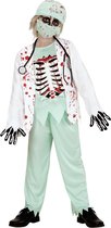 Widmann - Zombie Kostuum - Skelet Zombie Dokter - Jongen - Groen, Wit / Beige - Maat 140 - Halloween - Verkleedkleding