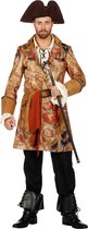 Wilbers & Wilbers - Piraat & Viking Kostuum - Op Jacht Naar De Schat Piraat Jas Luxe - Man - bruin - Maat 58 - Carnavalskleding - Verkleedkleding