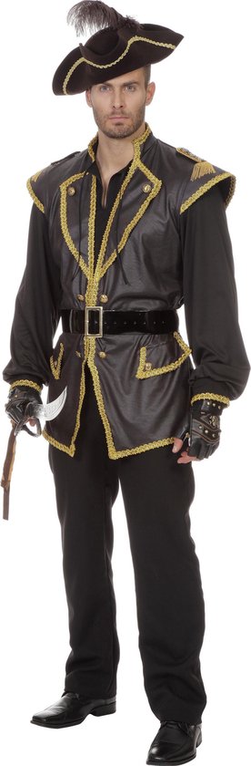 Wilbers & Wilbers - Piraat & Viking Kostuum - Roekeloze Piraat - Man - zwart - Maat 56 - Carnavalskleding - Verkleedkleding
