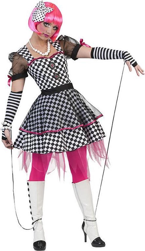 Kluisje Veel Heer Living Dead Dolls Kostuum | Houterige Zwart Wit Marionet | Vrouw | Maat 44-46  | bol.com