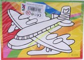 kraskaart vliegtuig 17 x 13 cm papier 2-delig