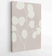 Canvas schilderij - Foliage line art drawing with abstract shape. Abstract Eucalyptus and Art design for print, cover, wallpaper, Minimal and natural wall art. 2 -    – 1823785568
