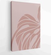 Canvas schilderij - Foliage line art drawing with abstract shape. Abstract Plant Art design for print, cover, wallpaper, Minimal and natural wall art. 1 -    – 1813295320 - 50*40 V