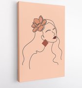 Canvas schilderij - Abstract earth tone coloured shapes, line arts background design for personal, fashion and beauty blogger. 2 -    – 1699497196 - 50*40 Vertical