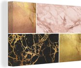 Toile Peinture Marbre - Rosé - Or - 140x90 cm - Décoration murale