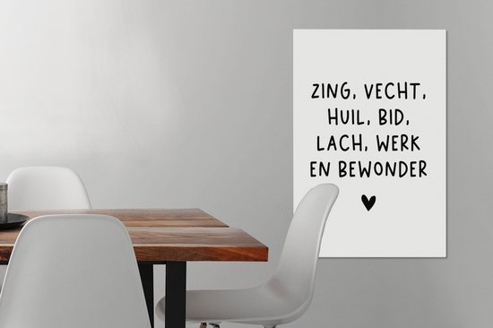 Peinture sur toile Chantez, combattez, pleurez, priez, riez, travaillez et admirez - Citations - Dictons - Ramses Shaffy - 60x90 cm - Décoration murale - Cadeau Vaderdag - Cadeau - Cadeau pour lui - Astuce - Hommes