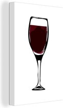 Canvas Schilderij Illustratie - wijnglas - wijn - Tekening - Afbeelding - 60x90 cm - Wanddecoratie