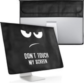 kwmobile Hoes voor 27-28" Monitor - PC cover met 2 vakjes aan de achterzijde - Monitor beschermhoes Don't Touch My Screen design in wit / zwart