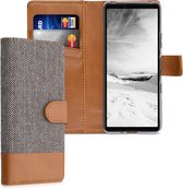 kwmobile telefoonhoesje voor Sony Xperia 10 III - Hoesje met pasjeshouder in lichtgrijs / bruin - Case met portemonnee