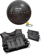 Tunturi - Fitness Set - Gewichtsvest 10 kg - Gymball Zwart met Anti Burst 90 cm