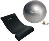 Tunturi - Fitness Set - Fitnessmat 160 x 60 x 0,7 cm - Gymball Zilver 55 cm