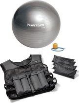 Tunturi - Fitness Set - Gewichtsvest 10 kg - Gymball Zilver 55 cm