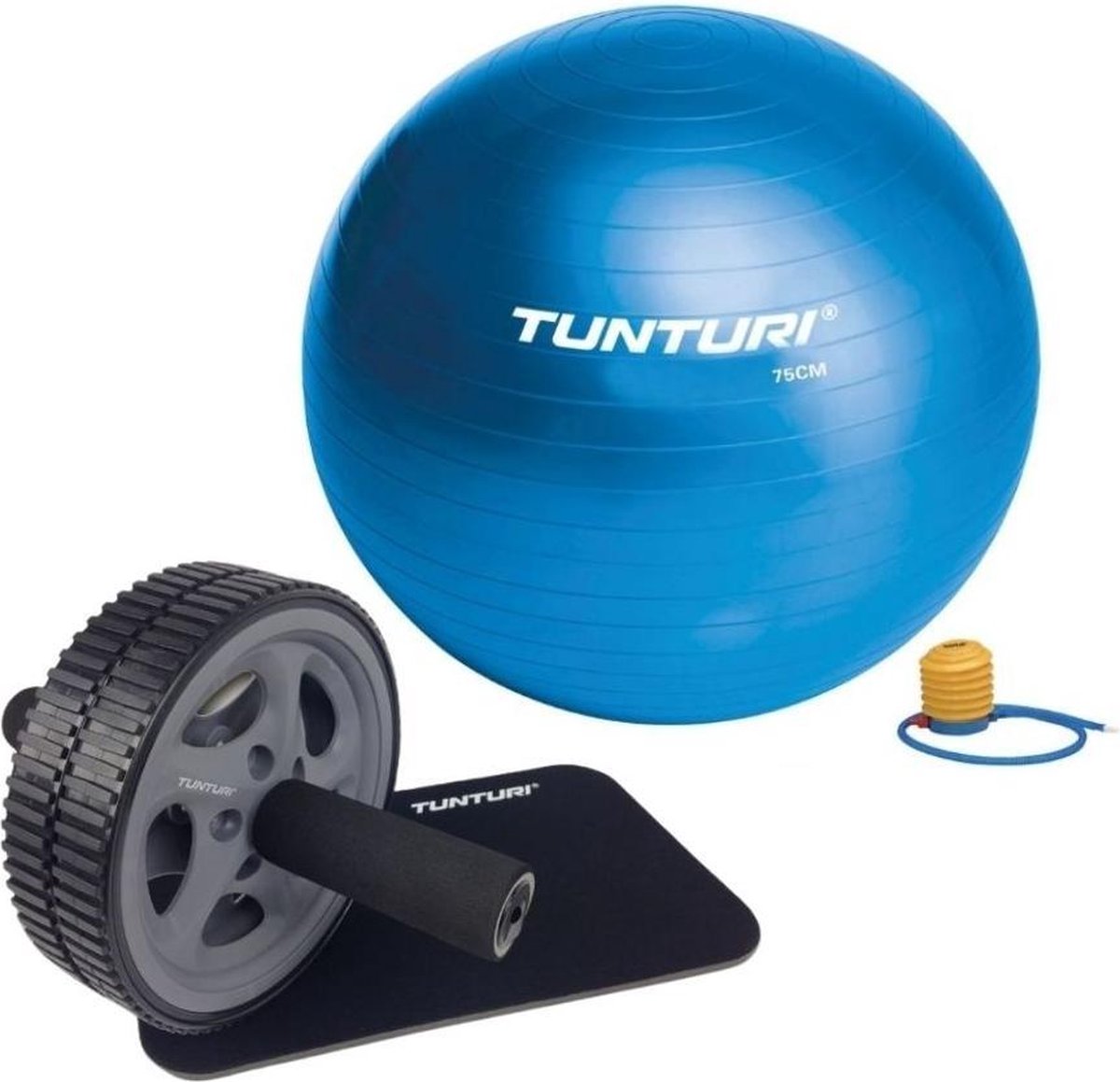 Tunturi - Fitness Set - Trainingswiel - Gymball Blauw 65 cm