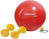 Tunturi - Fitness Set - Neopreen Dumbbellset 2 x 1,5 kg  - Gymball Rood 65 cm