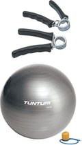 Tunturi - Fitness Set - Knijphalters 2 stuks - Gymball Zilver 75 cm