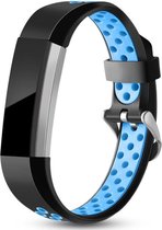 Siliconen Smartwatch bandje - Geschikt voor Fitbit Alta / Alta HR sport bandje - zwart/blauw - Strap-it Horlogeband / Polsband / Armband - Maat: Maat S