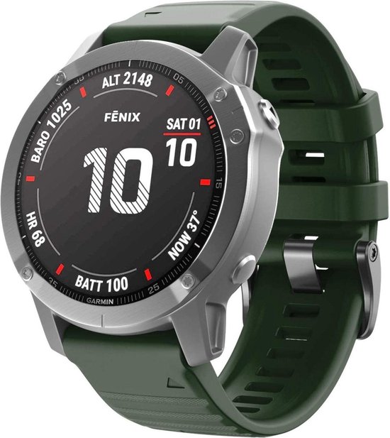 Siliconen sport bandje geschikt voor Garmin Fenix 5x - Plus & Sapphire - Fenix 6x - Pro & Sapphire - Garmin Fenix 7x - Solar & Sapphire - Quickfit 26 / 26mm band voor Garmin smartwatches - Horlogebandje - Polsband - groen