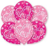ballonnen Birthday Girl 27,5 cm roze 6 stuks