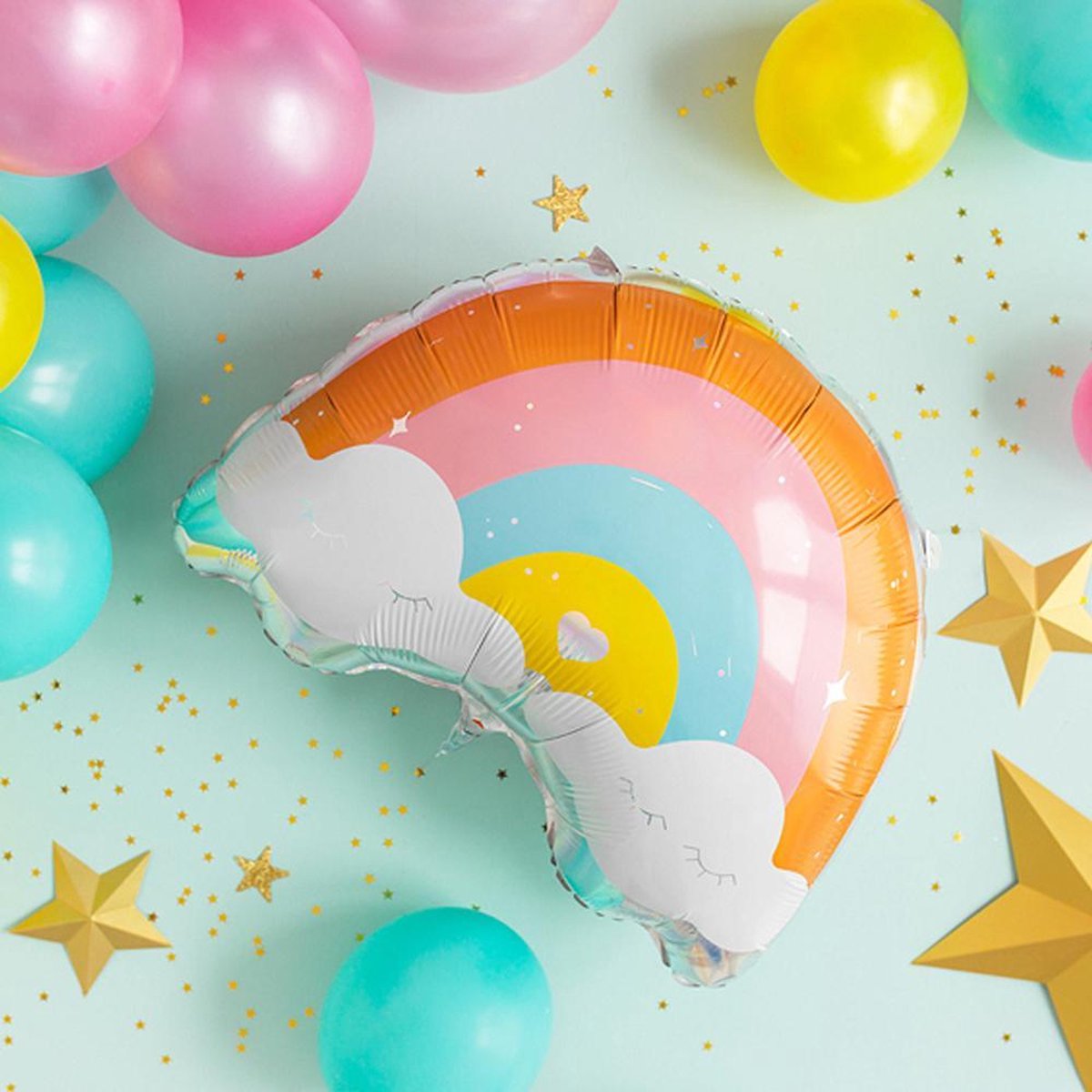 PartyDeco - Rainbow folieballon - Ballon - Multicolor