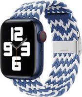 By Qubix Braided nylon bandje - Blauw - Wit - Geschikt voor Apple Watch 38mm - 40mm - 41mm - Compatible Apple watch bandje - smartwatch bandje nylon