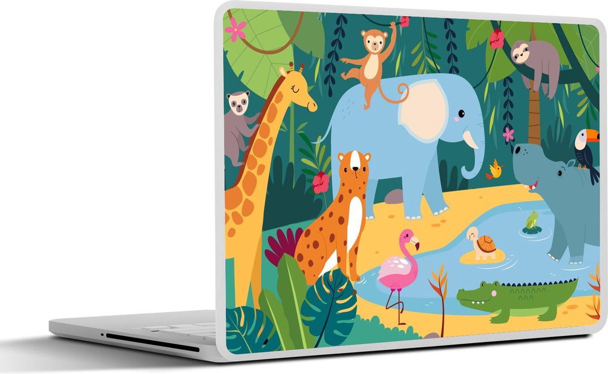 Laptop sticker - 15.6 inch - Jungle - Design - Dieren - Kind - 36x27,5cm - Laptopstickers - Laptop skin - Cover