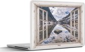 Laptop sticker - 10.1 inch - Doorkijk - Berg - Water - 25x18cm - Laptopstickers - Laptop skin - Cover