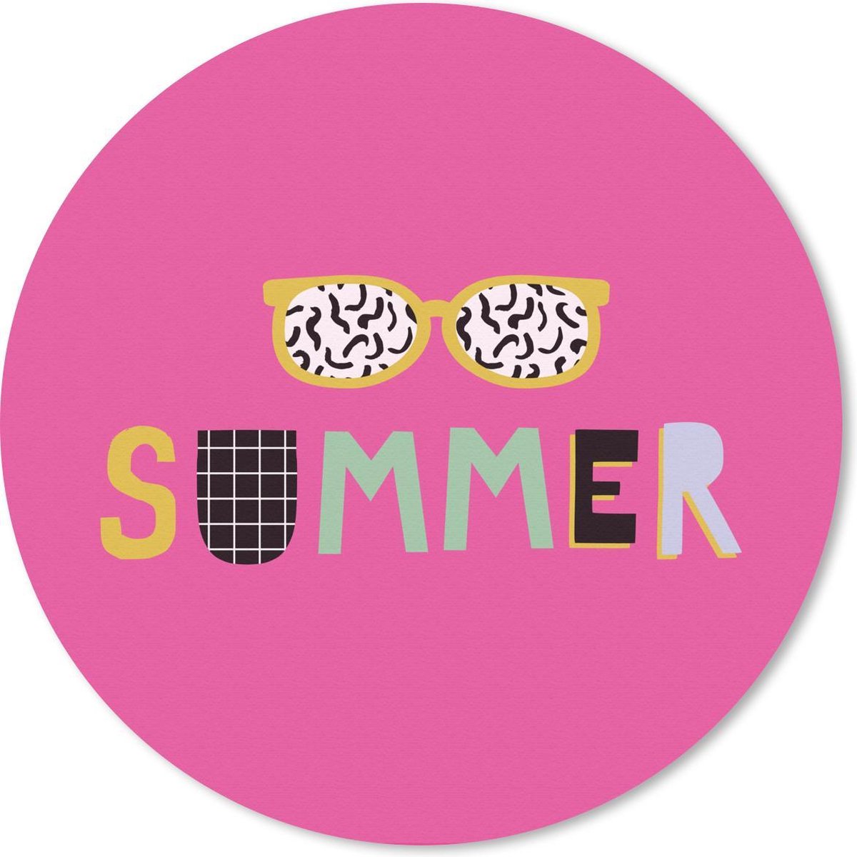 Muismat rond 50x50 cm - Mousepad Zomer - Zonnebril - Quote - Ronde muismatten