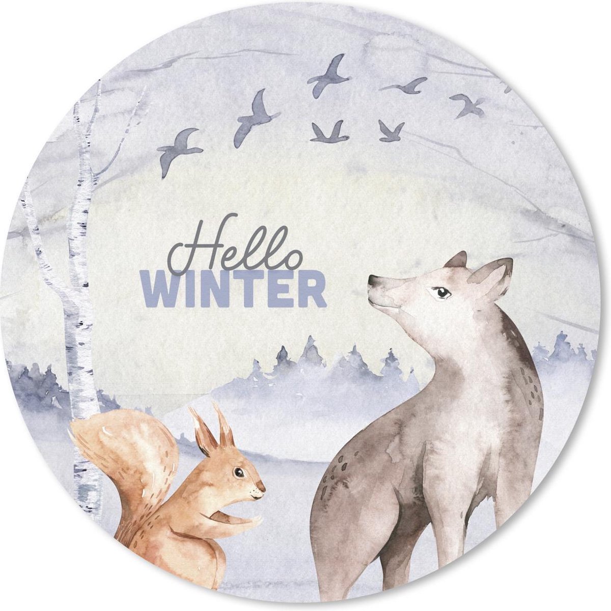 Muismat rond 30x30 cm - Mousepad Dieren - Sneeuw - Winter - Ronde muismatten - Kerst - Cadeau - Kerstcadeau voor mannen en voor vrouwen