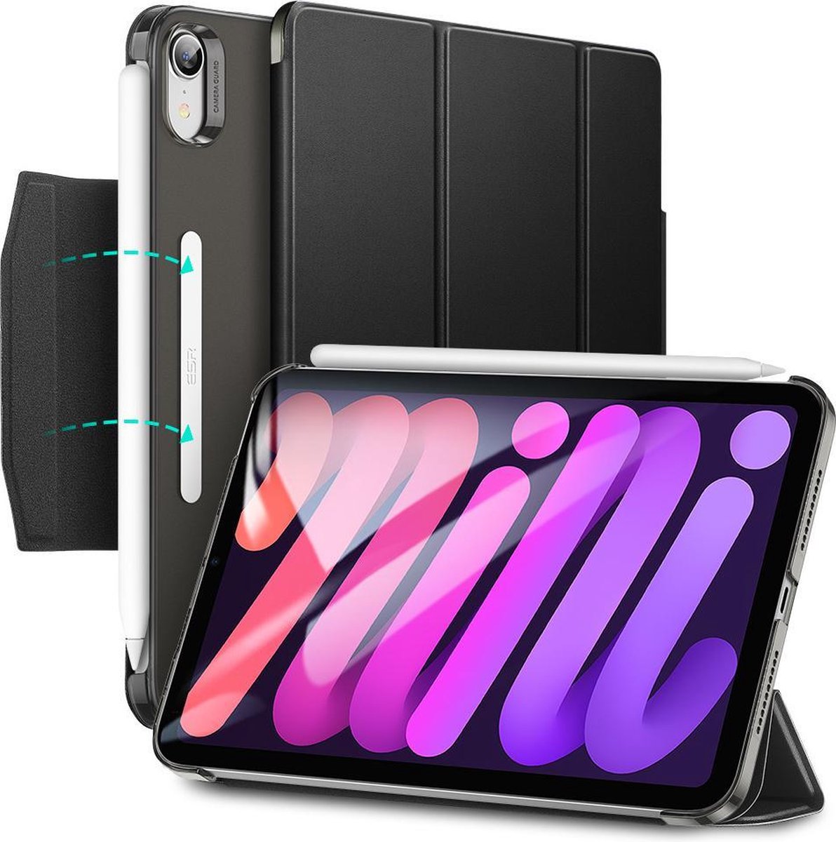 ESR Ascend Trifold Hard Case hoes voor iPad mini 6 - zwart