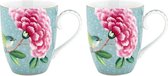 Pip Studio Blushing Birds - Tassen Blue Groot - Set van 2