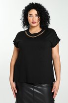 Paprika Dames Effen T-shirt met kettingdetail - T-shirt - Maat 44