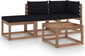 Decoways - 4-delige Loungeset pallet met kussens geïmpregneerd grenenhout