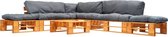 Decoways - 6-delige Loungeset pallet met grijze kussens hout