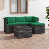 Decoways - 5-delige Loungeset met kussens pallet massief grenenhout