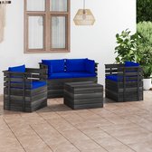 Decoways - 5-delige Loungeset met kussens pallet massief grenenhout