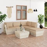 Decoways - 6-delige Loungeset met kussens pallet vurenhout