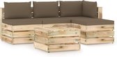 Decoways - 5-delige Loungeset met kussens groen geïmpregneerd hout