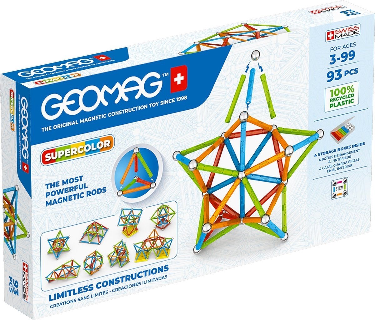 Geomag Super Color Recycled - Magnetisch Constructiespeelgoed met Panelen - 93-delig - Vanaf 3 jaar — afbeelding 12
