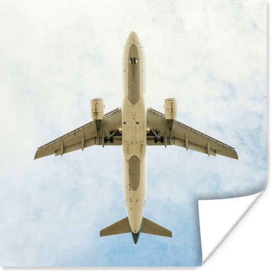 Poster Onderaanzicht van een vliegtuig - 30x30 cm