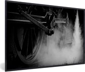 Fotolijst incl. Poster - De wielen van een stoomlocomotief in zwart-wit - 60x40 cm - Posterlijst