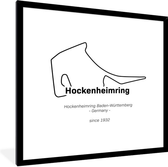 Fotolijst incl. Poster - Formule 1 - Hockenheim - Circuit - 40x40 cm - Posterlijst - Cadeau voor man