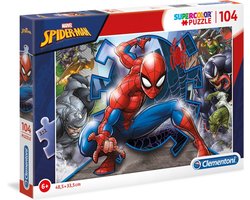 foto van Clementoni Supercolor - Spiderman Puzzel - Voor Kinderen van 6 jaar – Legpuzzel 104 Stukjes – Kinderpuzzels
