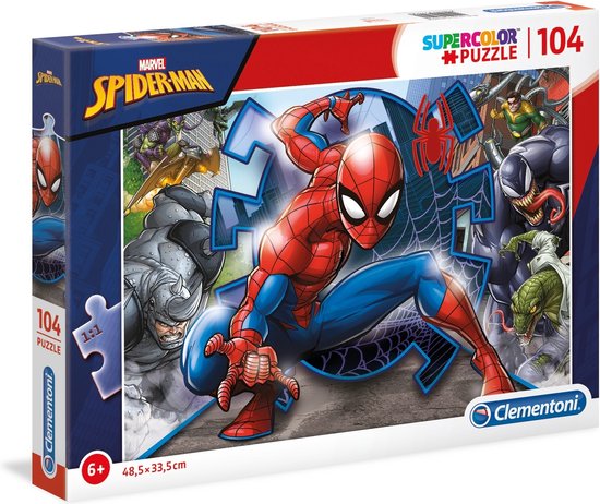 Clementoni - Puzzel - 104 Stukjes - Spider-Man - Kinderpuzzel vanaf 6 Jaar