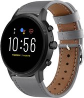 Leer Smartwatch bandje - Geschikt voor  Fossil Gen 5 bandje leer - grijs - Strap-it Horlogeband / Polsband / Armband