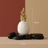 Ananas Kunst - Keramiek - Wit Goud - maat S 15X7 CM - Decoratie Woonkamer - Woonaccesoires