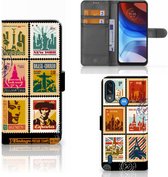 Telefoonhoesje Motorola Moto E7i Power Flipcover Design Postzegels