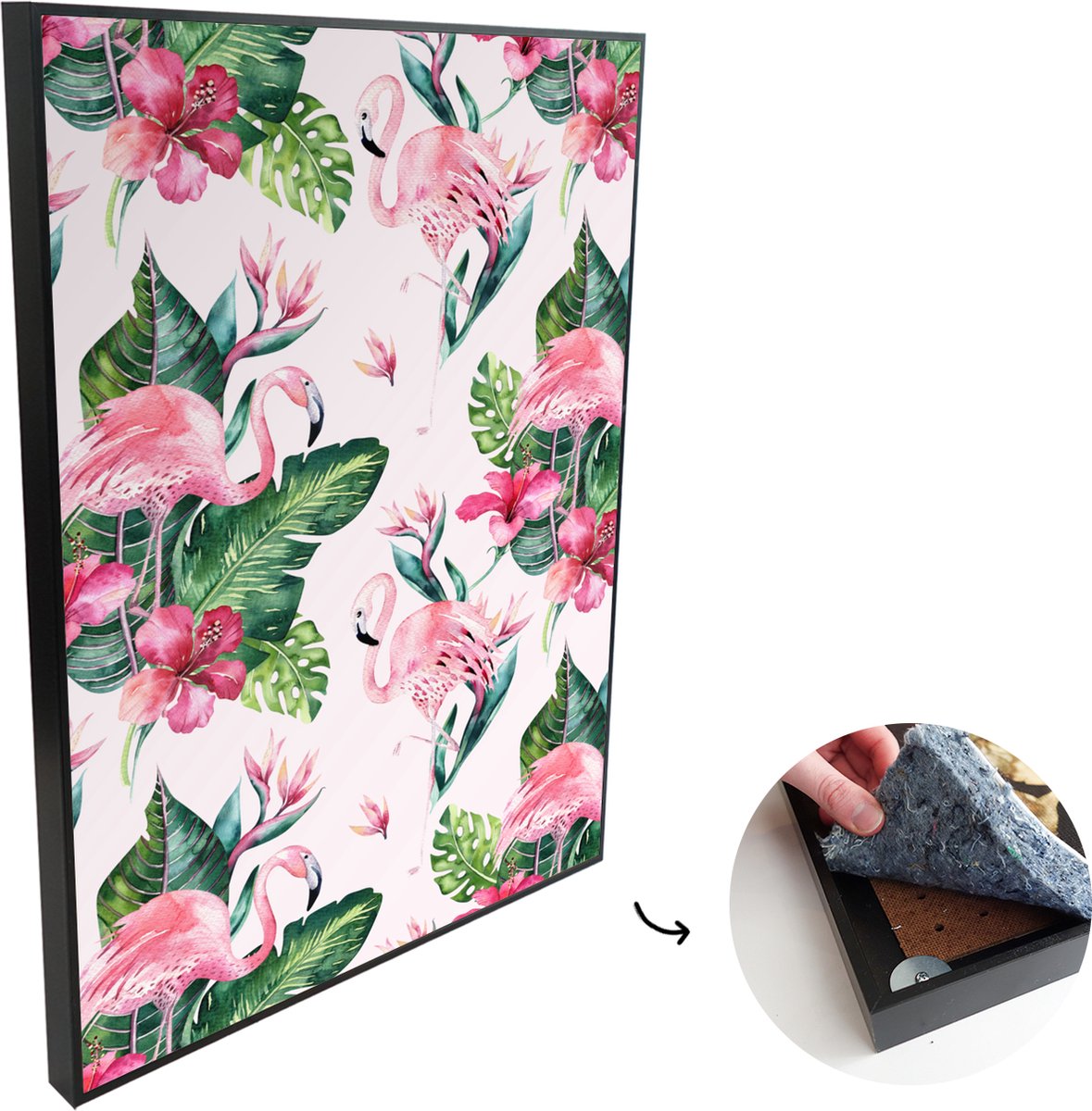 Akoestische Panelen - Geluidsisolatie - Akoestisch Wandpaneel - Wanddecoratie - Schilderij - 80x120 cm - Patroon - Flamingo - Roze - Geluidsdemper - Isolatie platen - Studio Schuim