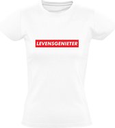 Levensgenieter | Dames T-shirt | Wit | Chill |  Feest | Festival | Vakantie | Relax